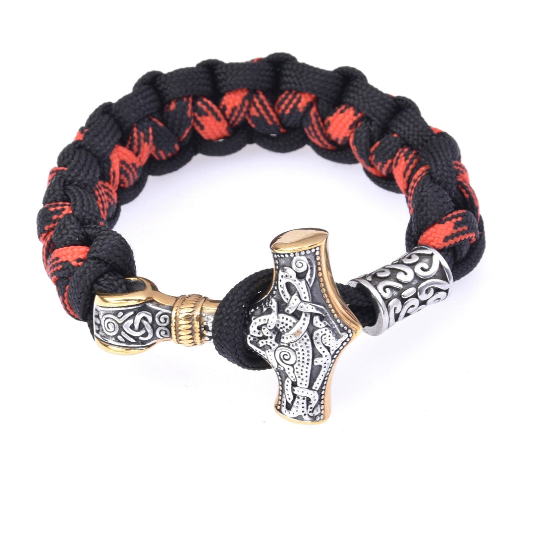 WorldNorse Wikinger Mjölnir Paracord geflochtenes Armband