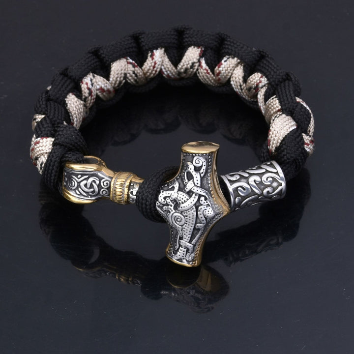 WorldNorse Wikinger Mjölnir Paracord geflochtenes Armband