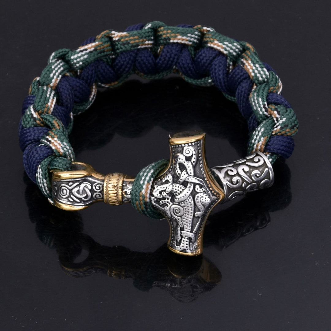 WorldNorse Wikinger Mjölnir Paracord geflochtenes Armband