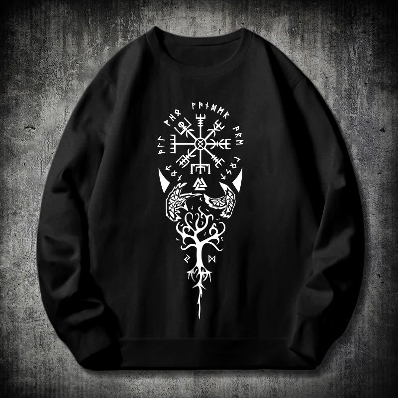 WorldNorse Vegvisir Yggdrasil Raven -Sweatshirt - Schwarz - 2XL - image 0