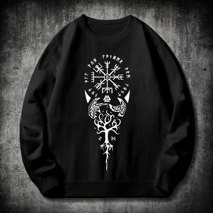 WorldNorse Vegvisir Yggdrasil Raven -Sweatshirt - Schwarz - 2XL - image 0