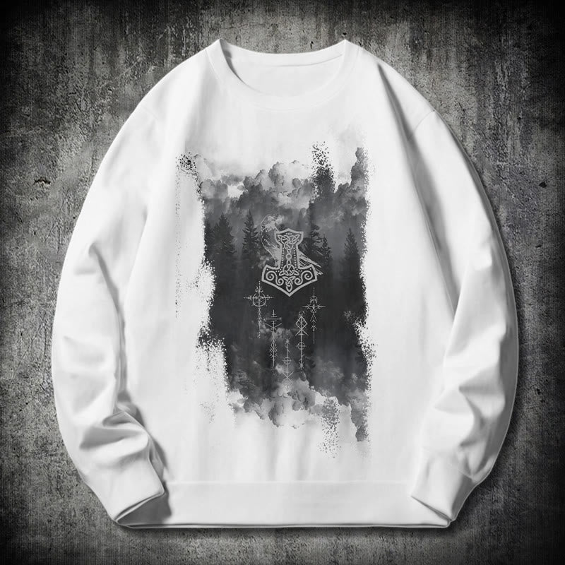 WorldNorse Raven Thors Hammer Sweatshirt - Weiß - 2XL - image 10