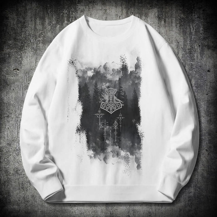 WorldNorse Raven Thors Hammer Sweatshirt - Weiß - 2XL - image 10
