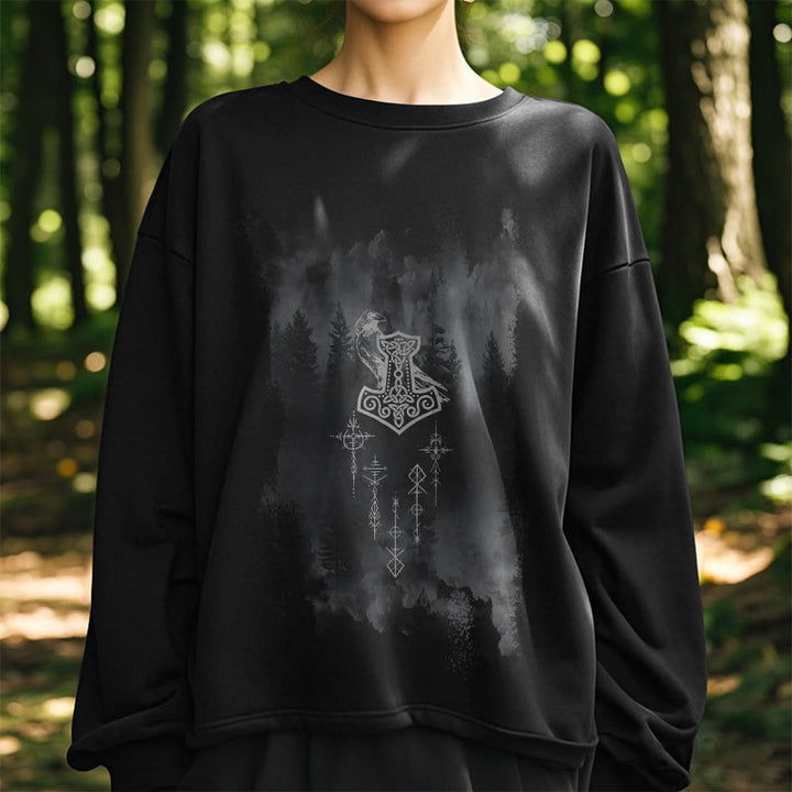 WorldNorse Raven Thors Hammer Sweatshirt - image 8