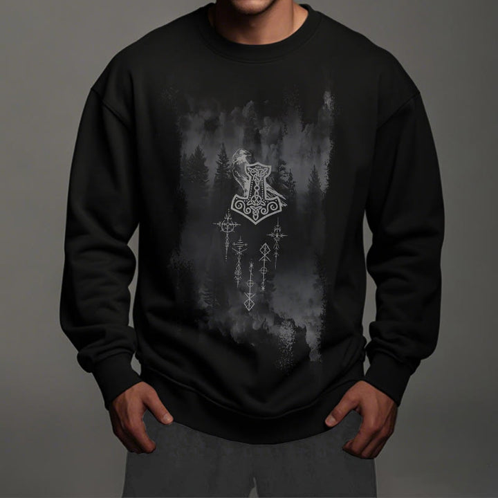 WorldNorse Raven Thors Hammer Sweatshirt - image 4