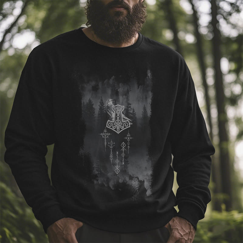 WorldNorse Raven Thors Hammer Sweatshirt - image 5