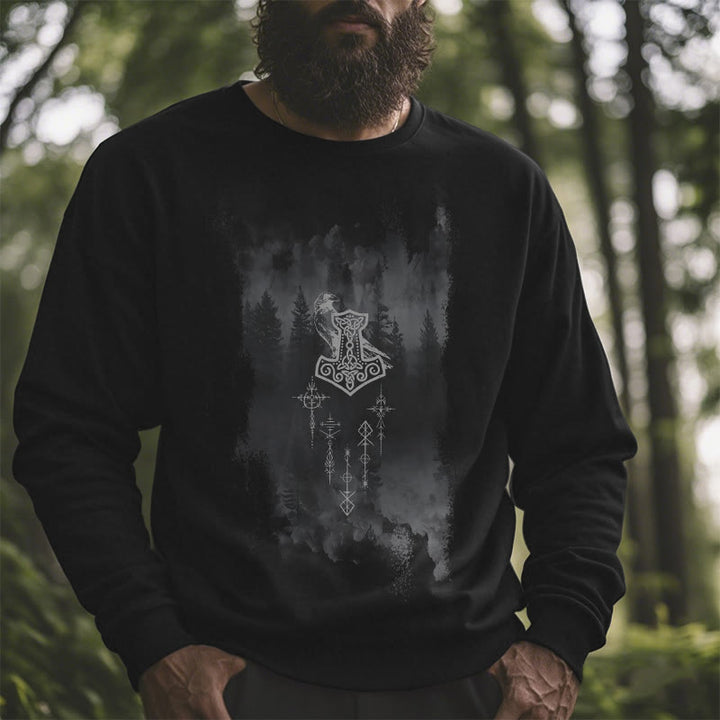 WorldNorse Raven Thors Hammer Sweatshirt - image 5