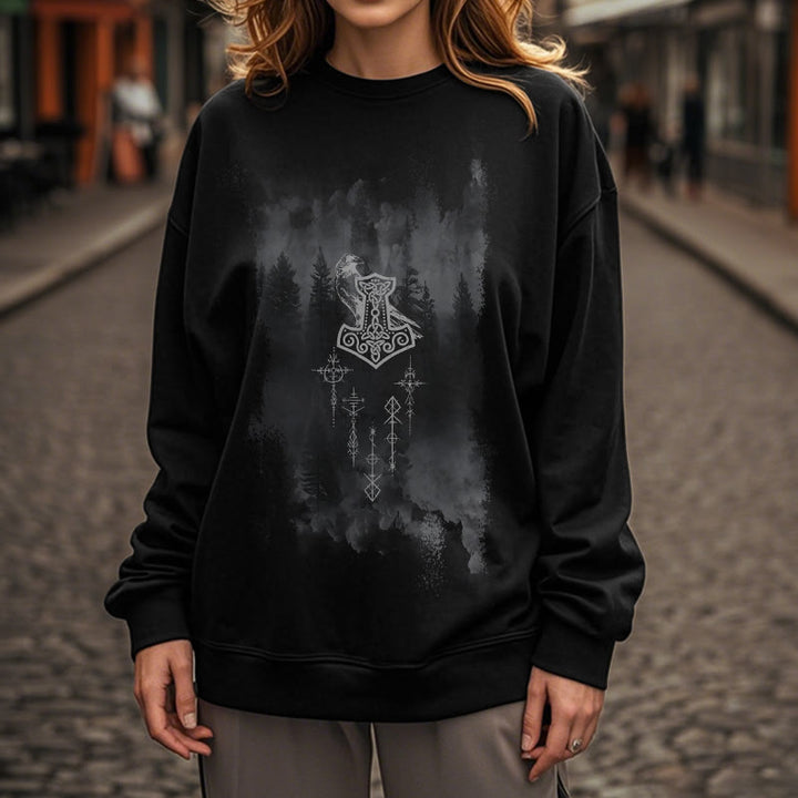 WorldNorse Raven Thors Hammer Sweatshirt - image 9