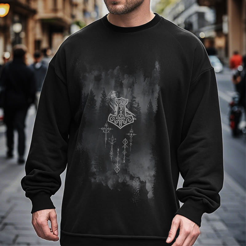 WorldNorse Raven Thors Hammer Sweatshirt - image 6