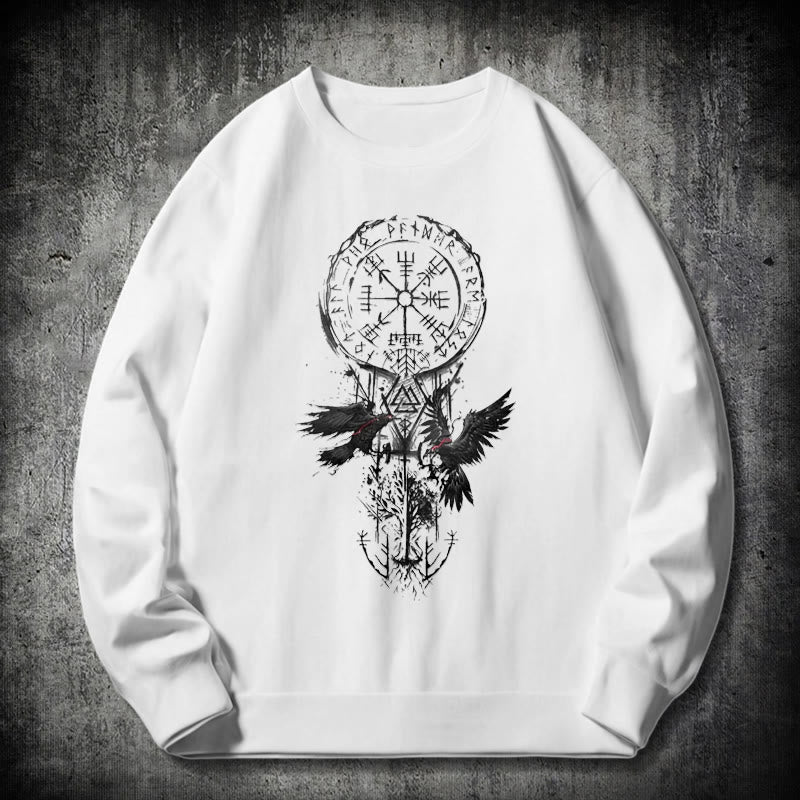 WorldNorse Wikinger Vegvisir Valknut Totem Sweatshirt - Weiß - 2XL - image 10