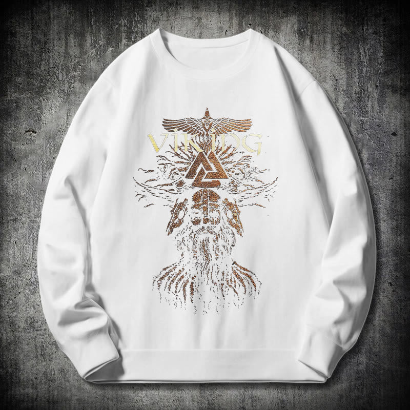 WorldNorse Viking Art Raven Valknut Sweatshirt - Weiß - 2XL - image 10