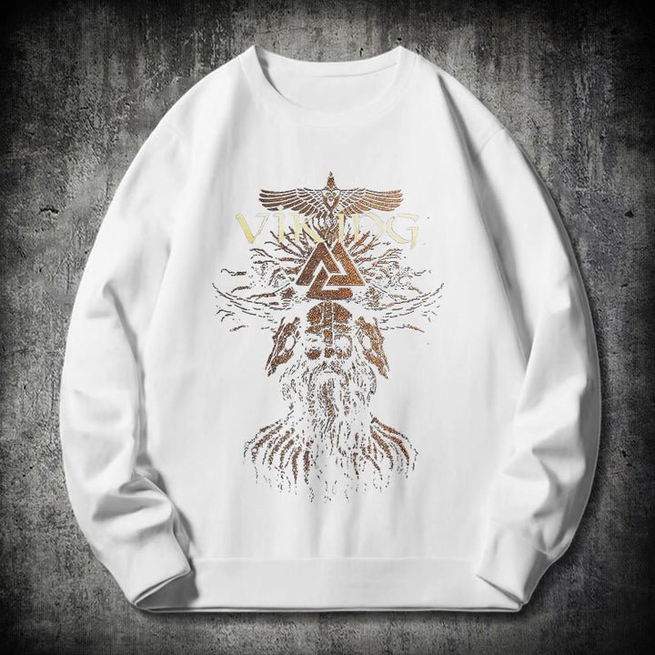 WorldNorse Viking Art Raven Valknut Sweatshirt - Weiß - 2XL - image 10