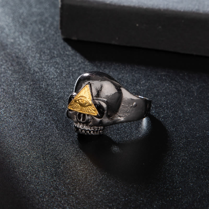WorldNorse Allsehendes Auge Totenkopfring