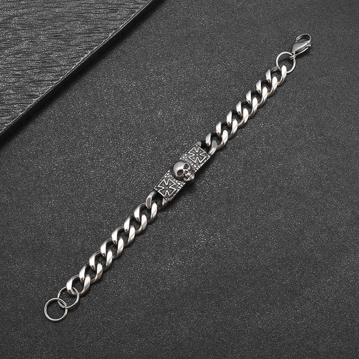 WorldNorse Totenkopf-Kreuz-Edelstahlarmband