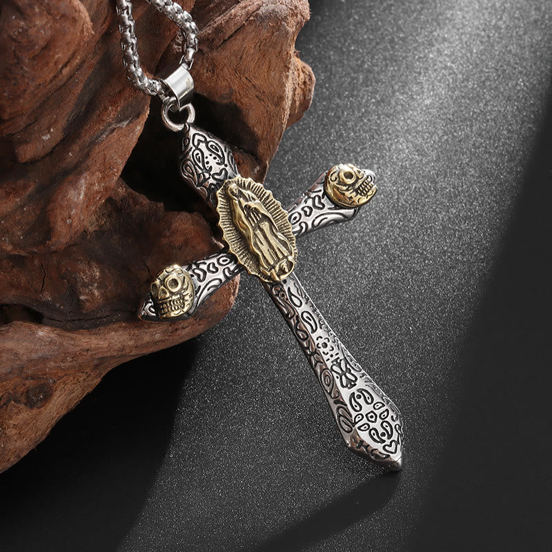 WorldNorse Halskette mit Totenkopf-Kreuz unserer Lieben Frau