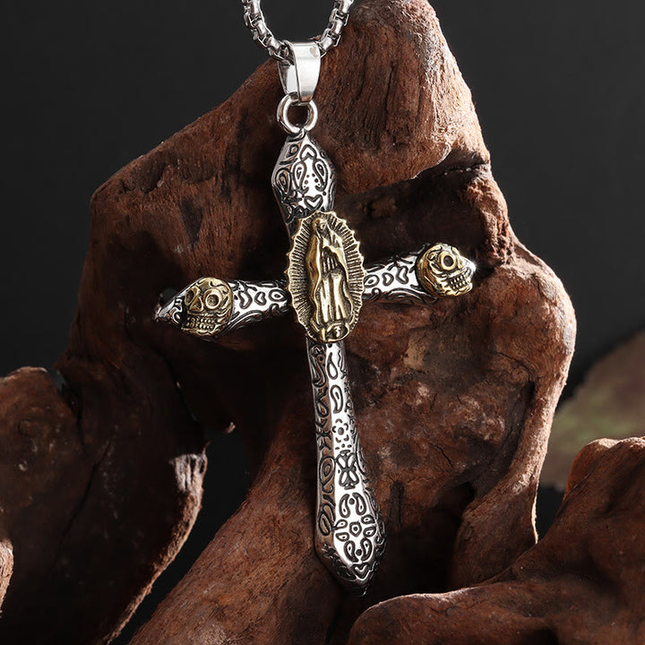 WorldNorse Halskette mit Totenkopf-Kreuz unserer Lieben Frau
