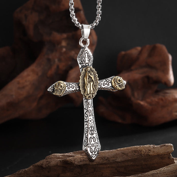 WorldNorse Halskette mit Totenkopf-Kreuz unserer Lieben Frau