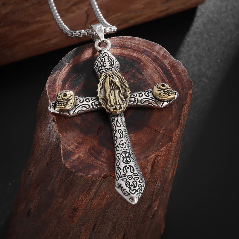 WorldNorse Halskette mit Totenkopf-Kreuz unserer Lieben Frau