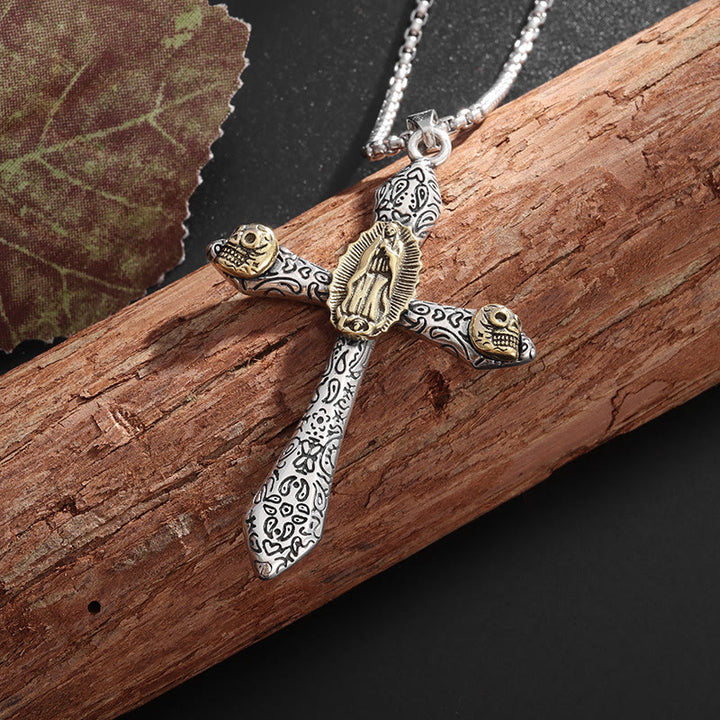 WorldNorse Halskette mit Totenkopf-Kreuz unserer Lieben Frau