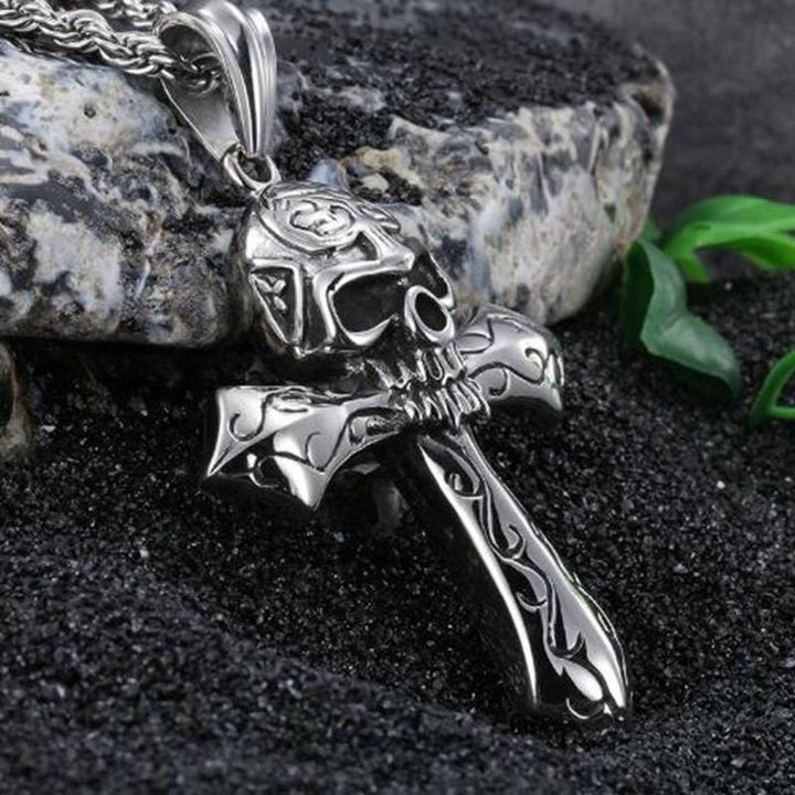 WorldNorse Totenkopf Kreuz Reben Halskette