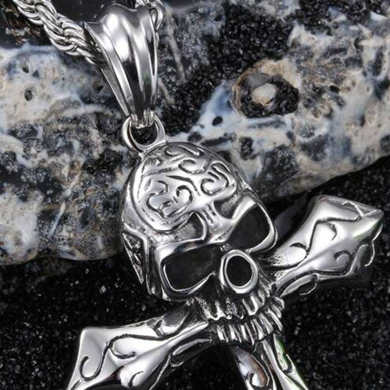 WorldNorse Totenkopf Kreuz Reben Halskette