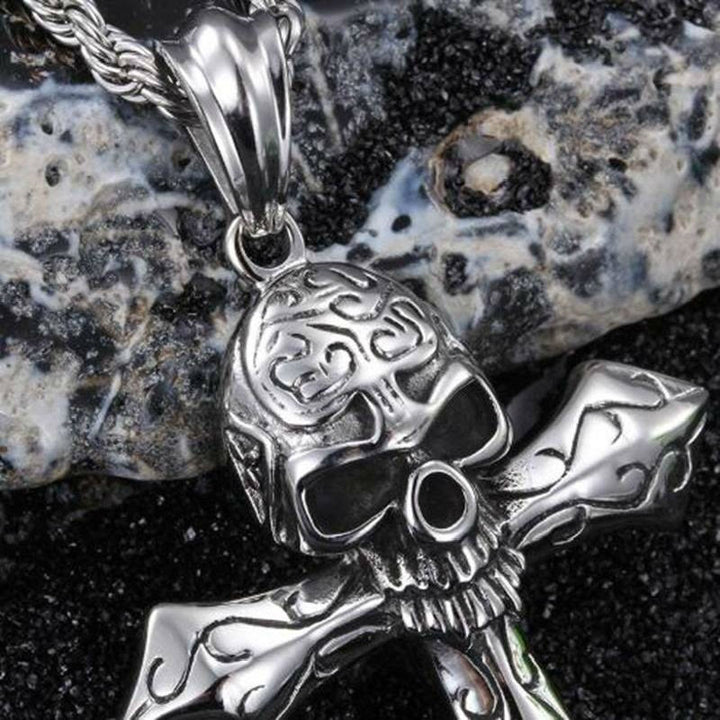 WorldNorse Totenkopf Kreuz Reben Halskette