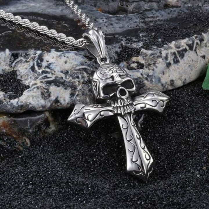WorldNorse Totenkopf Kreuz Reben Halskette