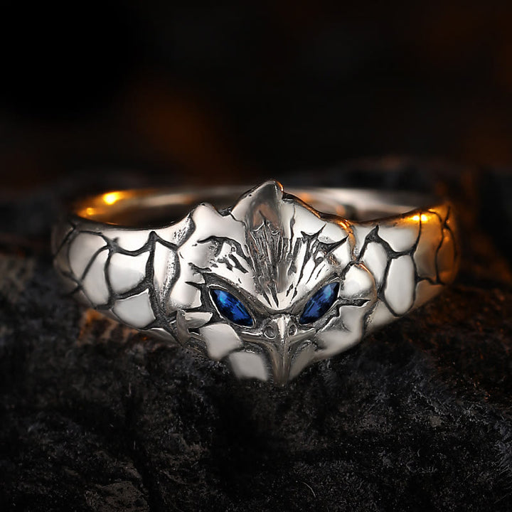 WorldNorse Retro-Ring mit Eule und blauen Augen, verstellbar