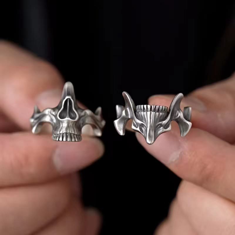 WorldNorse 2-teiliges Ringset mit Totenkopf-Masken-Design - Einstellbar - image 0