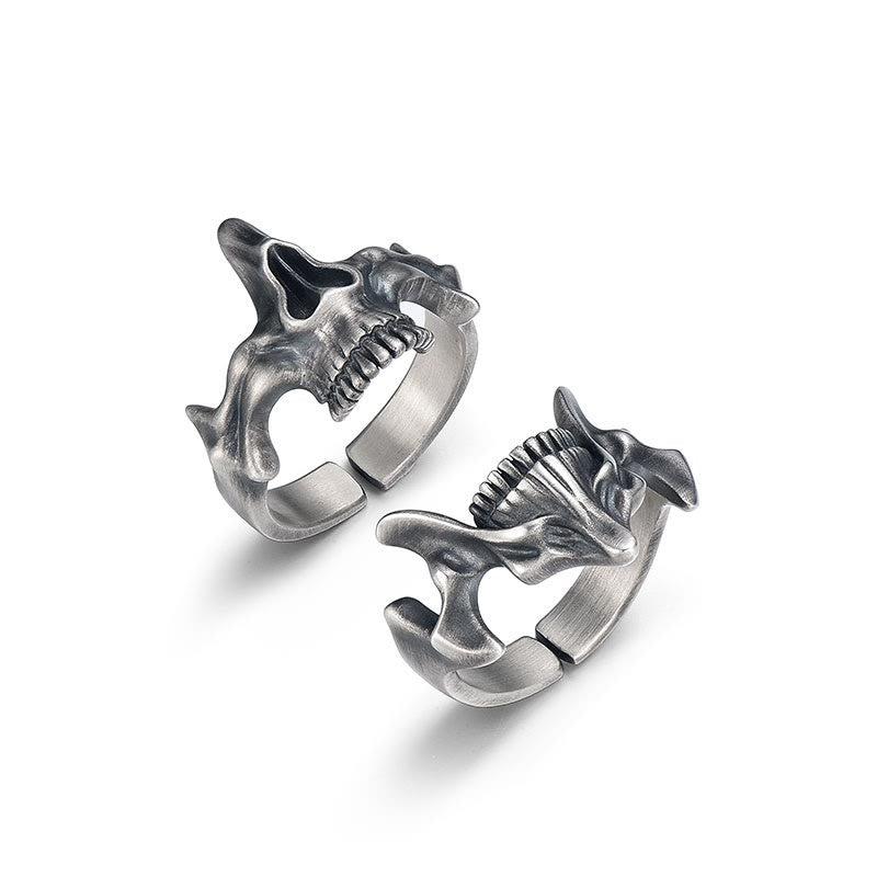 WorldNorse 2-teiliges Ringset mit Totenkopf-Masken-Design - image 2