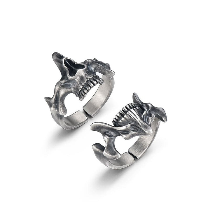 WorldNorse 2-teiliges Ringset mit Totenkopf-Masken-Design - image 2