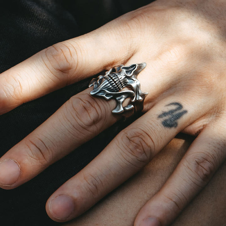 WorldNorse 2-teiliges Ringset mit Totenkopf-Masken-Design - image 4