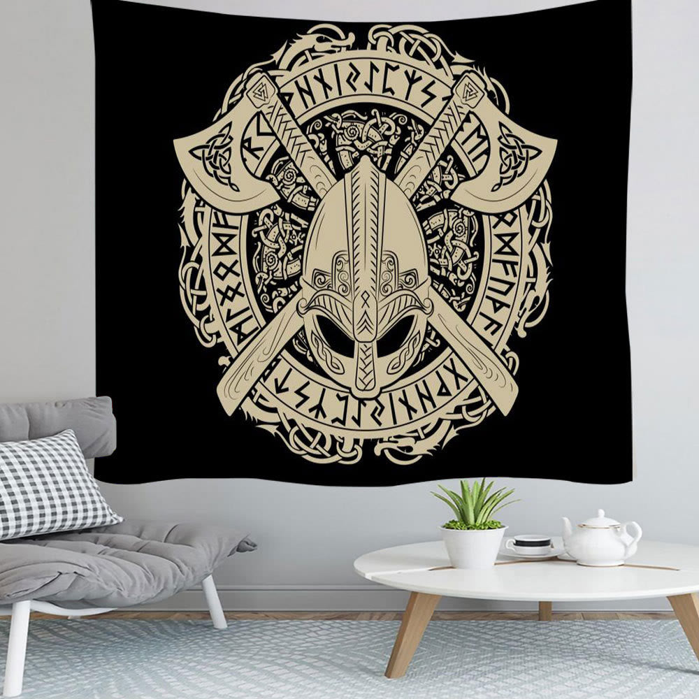 WeltNordischer Wikinger-Wölfe- Rune -Wandteppich