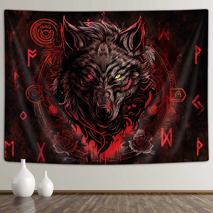 WorldNorse Nordic Wolves Rune Wandbehang