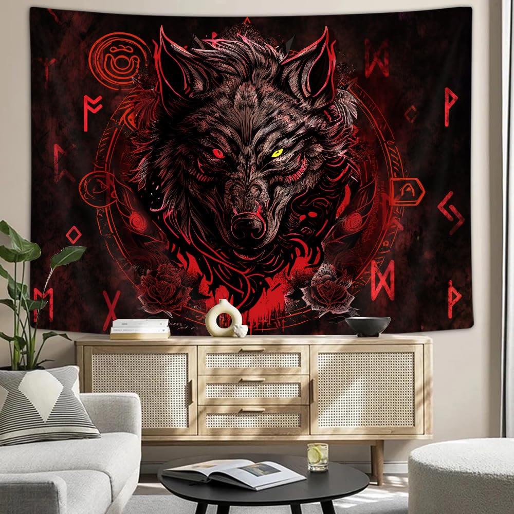 WorldNorse Nordic Wolves Rune Wandbehang