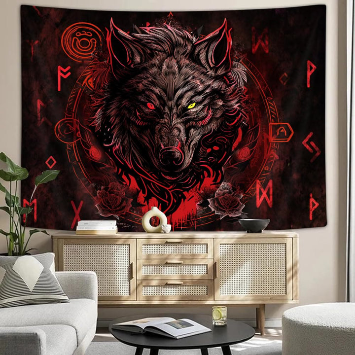 WorldNorse Nordic Wolves Rune Wandbehang
