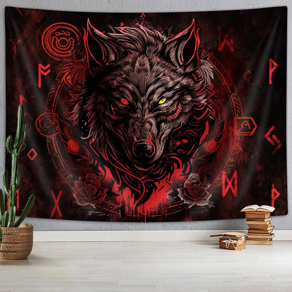 WorldNorse Nordic Wolves Rune Wandbehang
