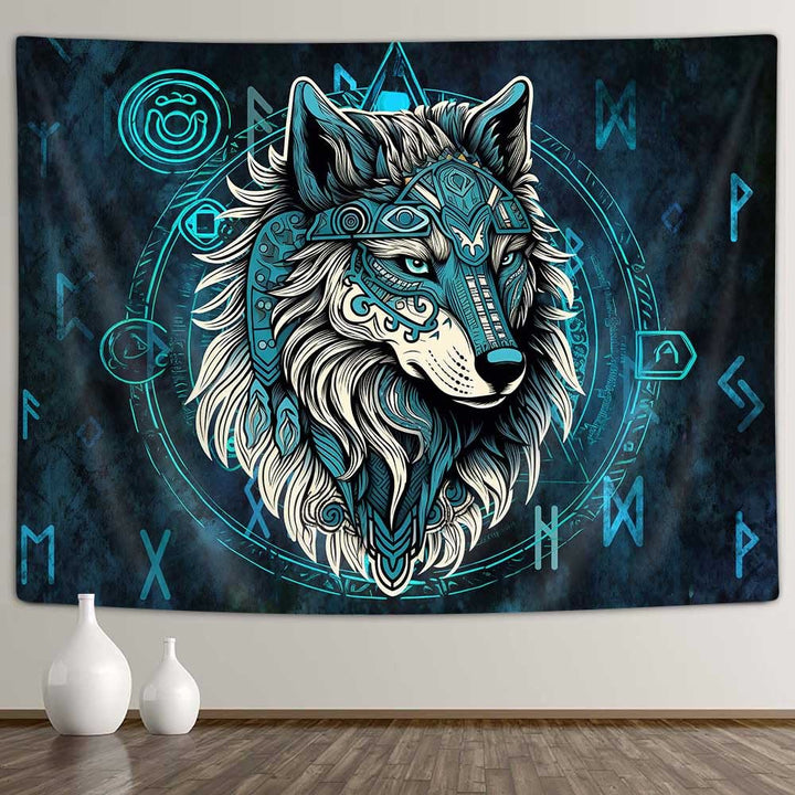 WorldNorse Nordic Wolves Rune Wandbehang
