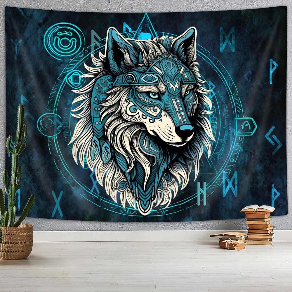 WorldNorse Nordic Wolves Rune Wandbehang