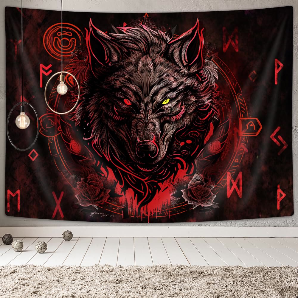 WorldNorse Nordic Wolves Rune Wandbehang