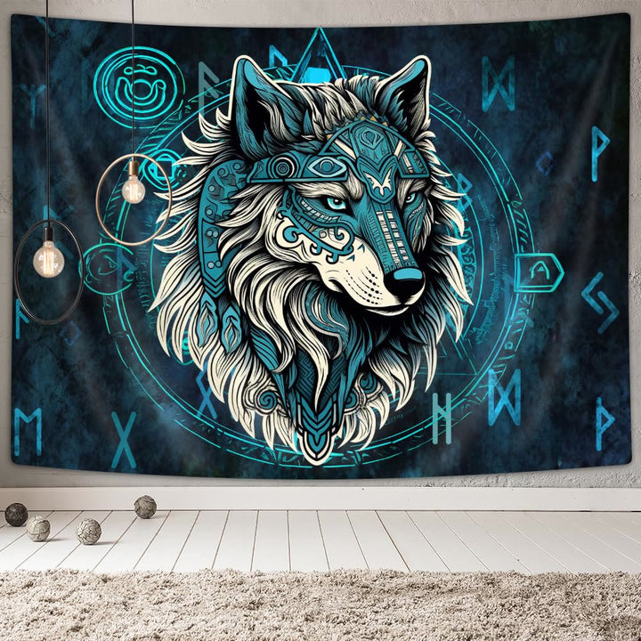 WorldNorse Nordic Wolves Rune Wandbehang