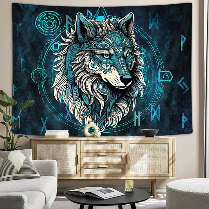 WorldNorse Nordic Wolves Rune Wandbehang
