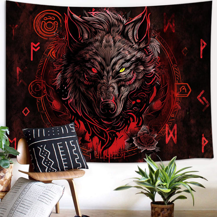 WorldNorse Nordic Wolves Rune Wandbehang