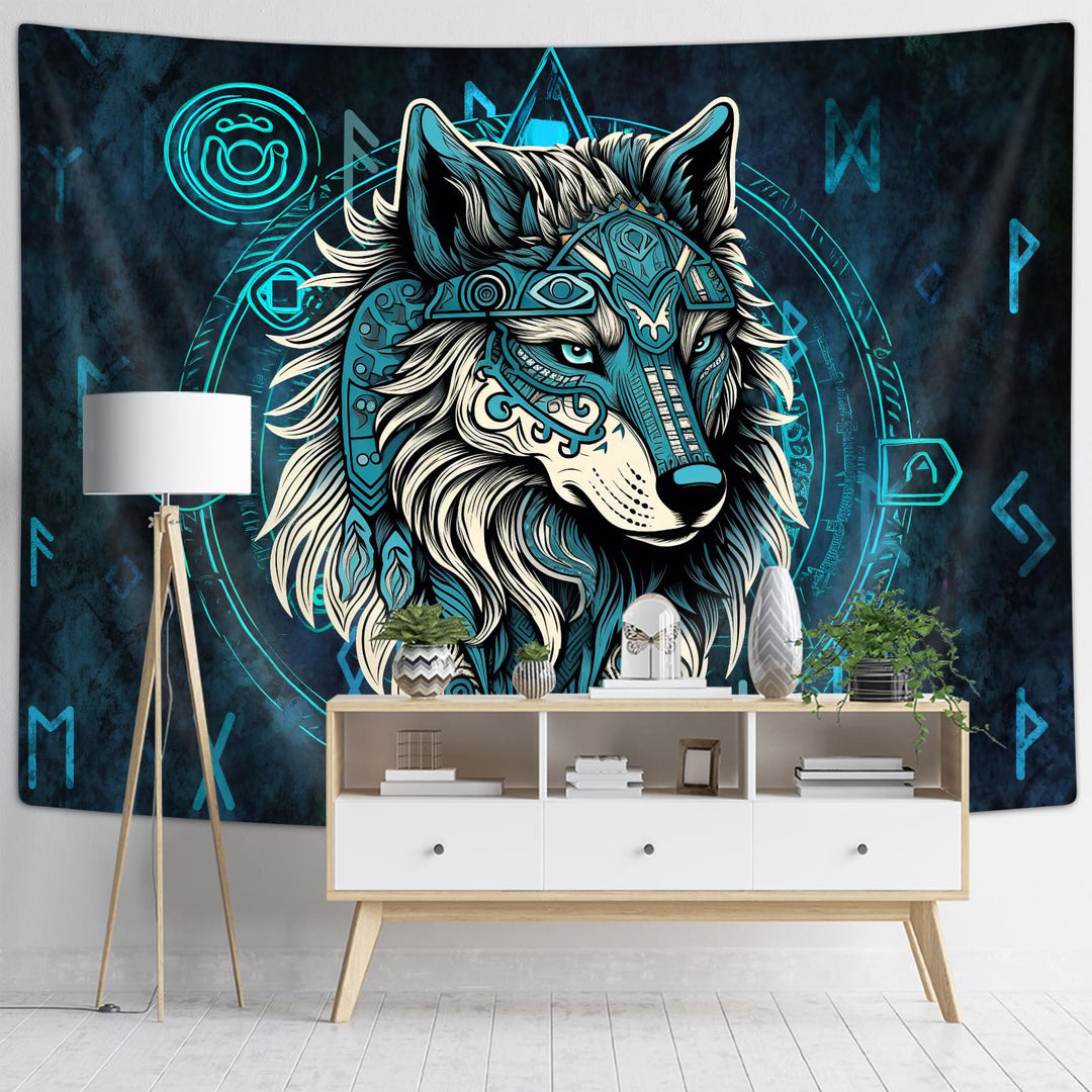 WorldNorse Nordic Wolves Rune Wandbehang