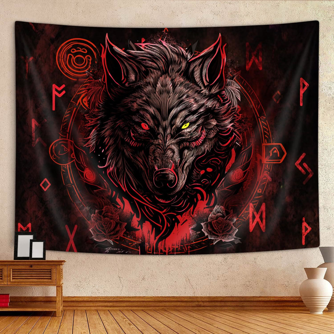 WorldNorse Nordic Wolves Rune Wandbehang