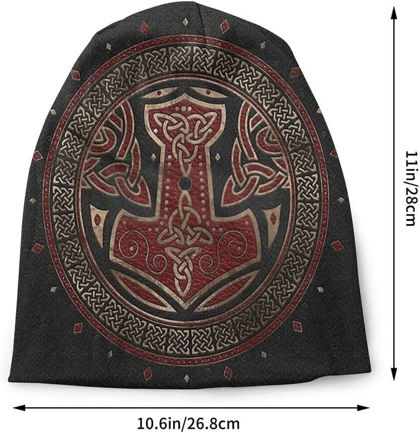 WorldNorse – Aufwendige Beanie-Mütze mit Keltischer Knoten Mjölnir