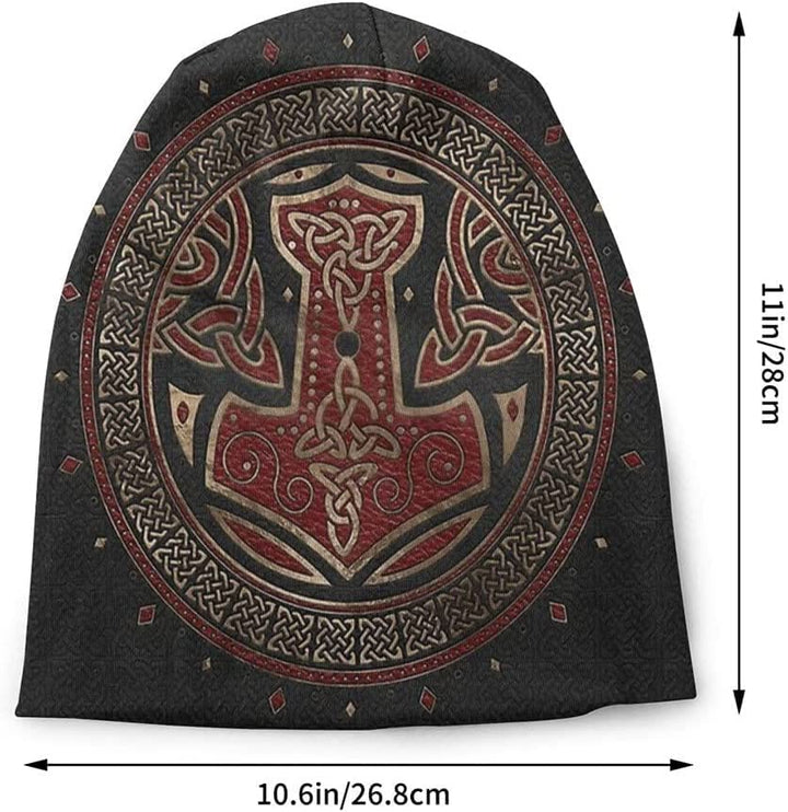WorldNorse – Aufwendige Beanie-Mütze mit Keltischer Knoten Mjölnir
