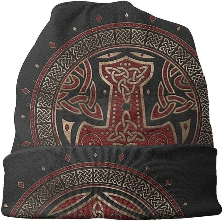 WorldNorse – Aufwendige Beanie-Mütze mit Keltischer Knoten Mjölnir