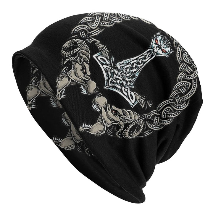 WorldNorse – Aufwendige Beanie-Mütze mit Keltischer Knoten Mjölnir