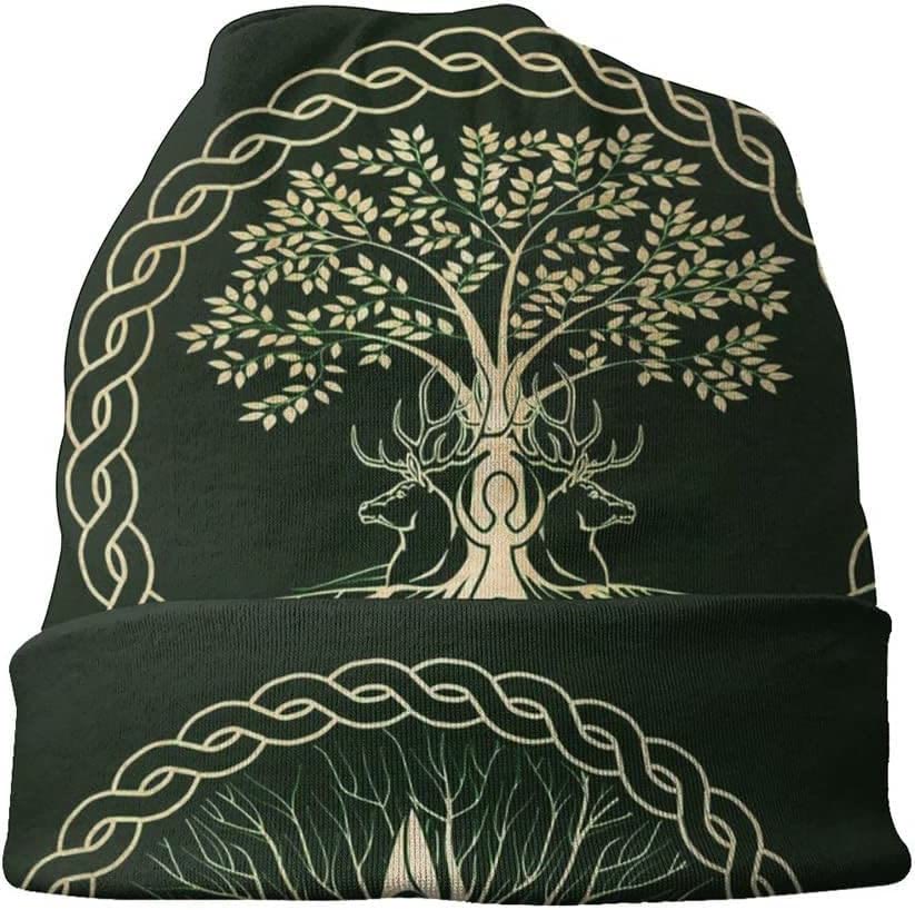 WorldNorse Beanie mit Baum des Lebens und Hirsch
